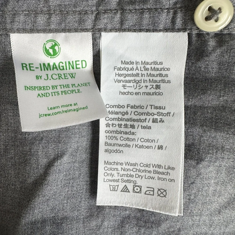 J. Crew Slim Secret Wash Neutral Preppy Minimalist Shirt Mens L Gray Cotton NWT